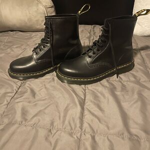Black Leather Lace-Up Boots